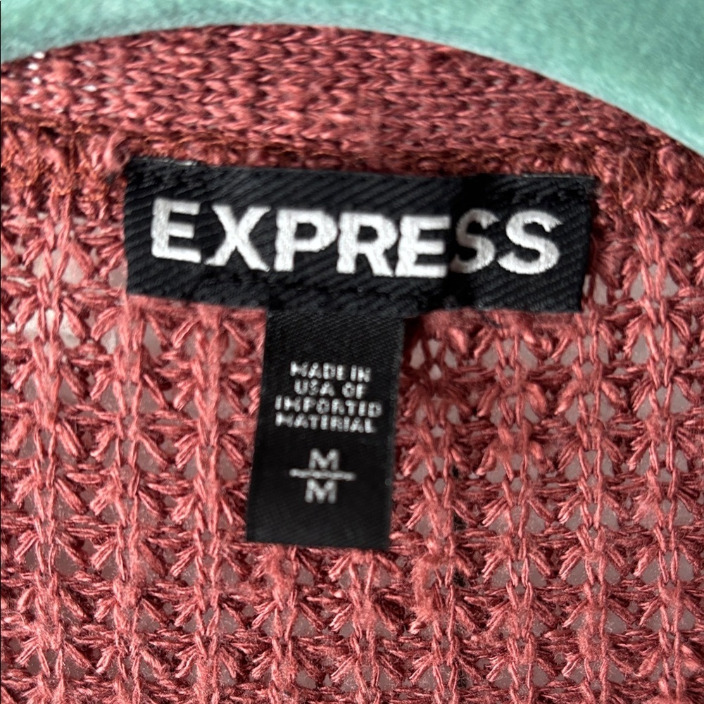 Express Open-Front Waffle Cardigan - Mauve Rose sz M - Picture 2 of 6